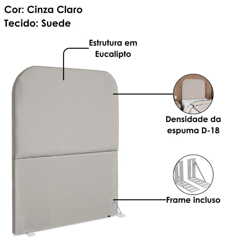 Cabeceira Solteiro 100 Cm Com Frame Alana Suede Cinza Claro Artte Cinza Claro - 4