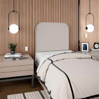 Cabeceira Solteiro 100 Cm Com Frame Alana Suede Cinza Claro Artte Cinza Claro - 8