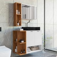 Gabinete Banheiro Star Com Espelheira E Cuba Dalla Preta Branco/naturale - 1