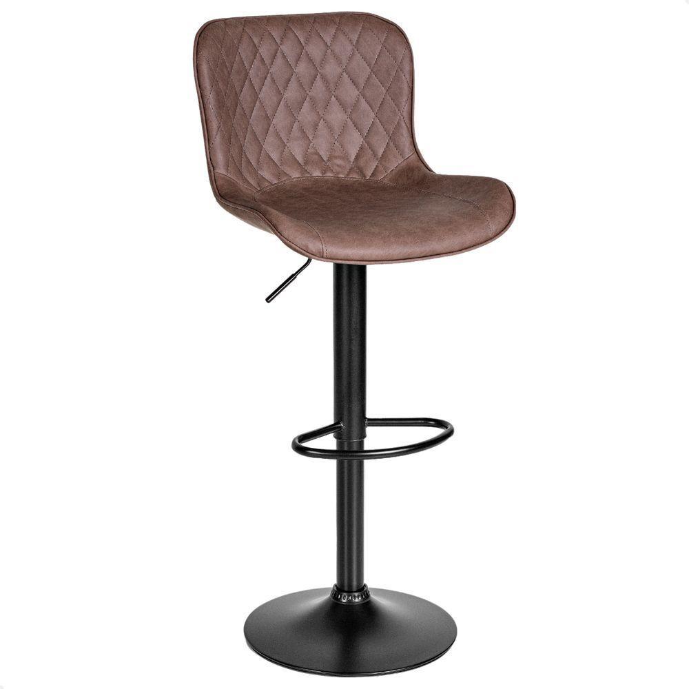 Banqueta Giratória Com Encosto Alta Para Cozinha Bancada Bar Marrom Café - 1