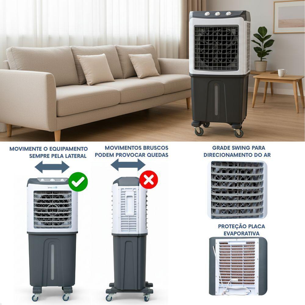 Climatizador Ar Frio Portátil Evaporativo 75L Umidificador 110V - 6