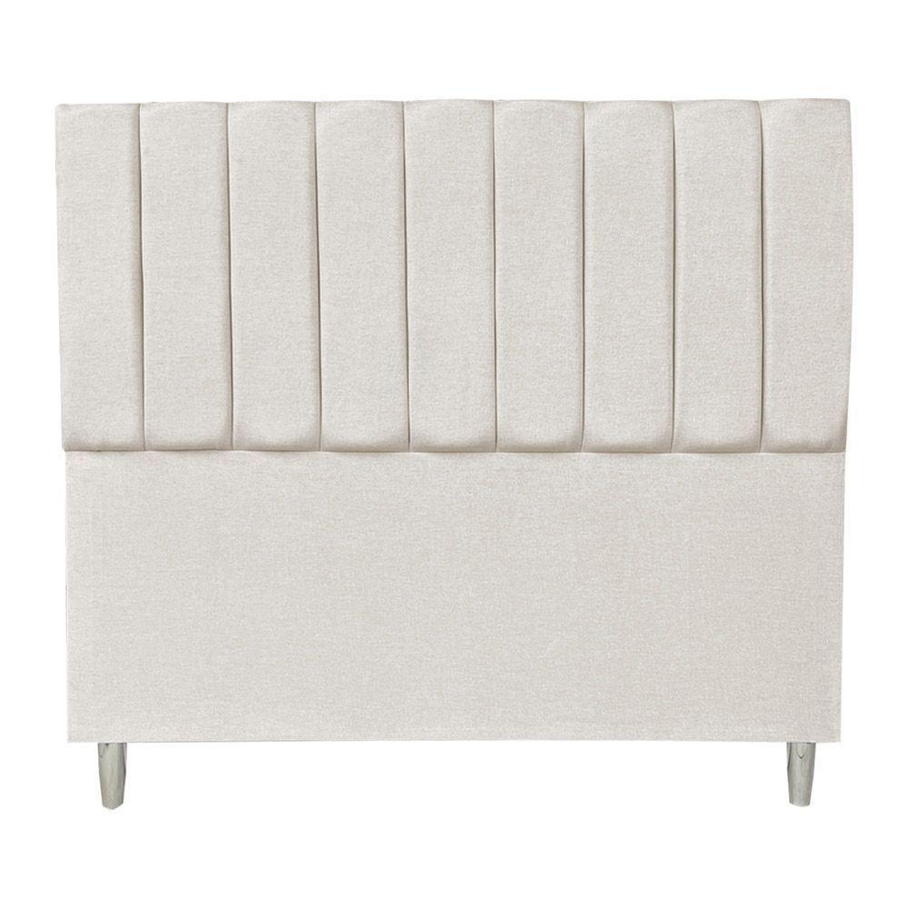 Kit Cabeceira E Calçadeira Baú Casal King 1,95m Londres Linho Bege Dal Poz Estofados - 4