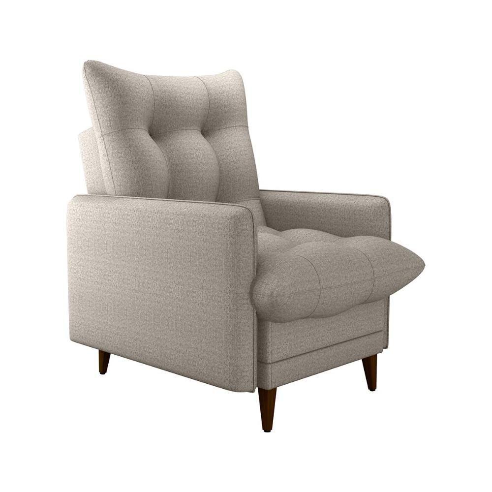 Poltrona De Amamentação Com Puff Montreal Suede Cinza Matrix Linho Cinza - 4