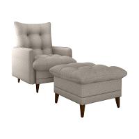 Poltrona De Amamentação Com Puff Montreal Suede Cinza Matrix Linho Cinza - 1