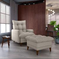 Poltrona De Amamentação Com Puff Montreal Suede Cinza Matrix Linho Cinza - 9