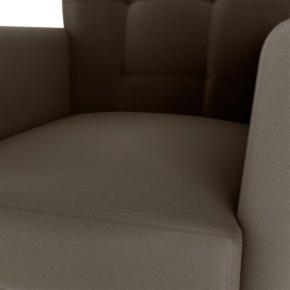 Poltrona Decorativa Confortável Pés Em Madeira Maciça Cancun Veludo Marrom Matrix Veludo Marrom - 4