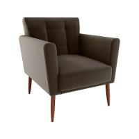 Poltrona Decorativa Confortável Pés Em Madeira Maciça Cancun Veludo Marrom Matrix Veludo Marrom - 1