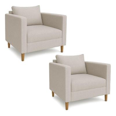 Kit 2 Poltronas Decorativa Helena Linho Bege Dal Poz Estofados