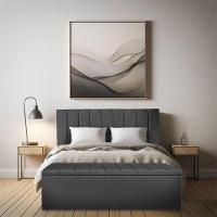 Kit Cabeceira Painel E Calçadeira Baú Solteiro 0,90m Londres Suede Cinza Dal Poz Estofados - 2