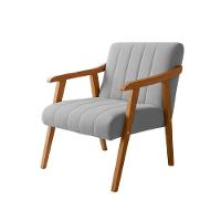 Kit 2 Poltronas Decorativa Com Braço Em Madeira Maciça Livia Veludo Cinza - 5