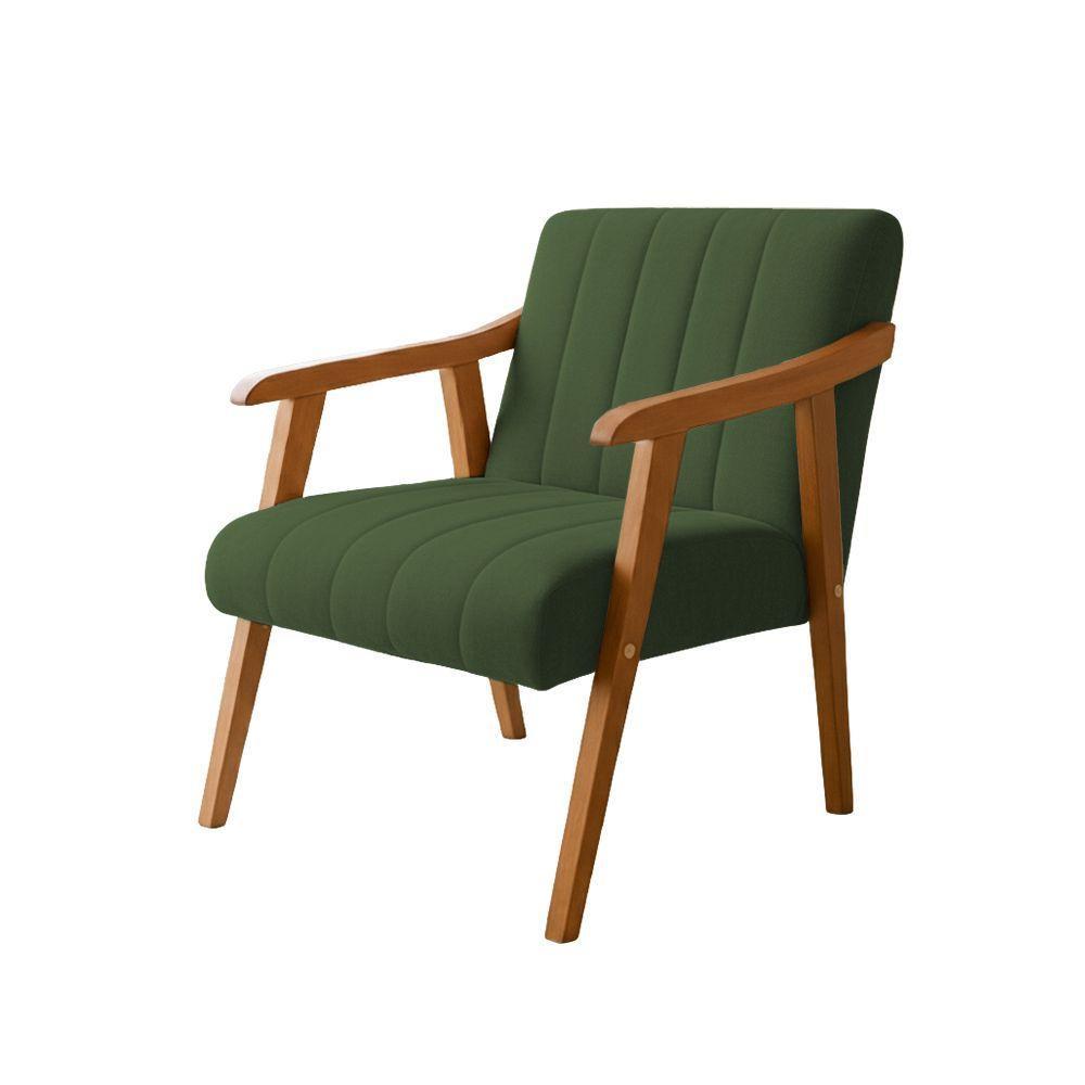 Kit 2 Poltronas Decorativa Com Braço Em Madeira Maciça Livia Veludo Verde - 5