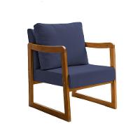 Kit 2 Poltronas Decorativa Com Braço Em Madeira Maciça Alice Linho Azul - 5