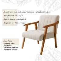 Kit 2 Poltronas Decorativa Com Braço Em Madeira Maciça Livia Linho Bege - 3