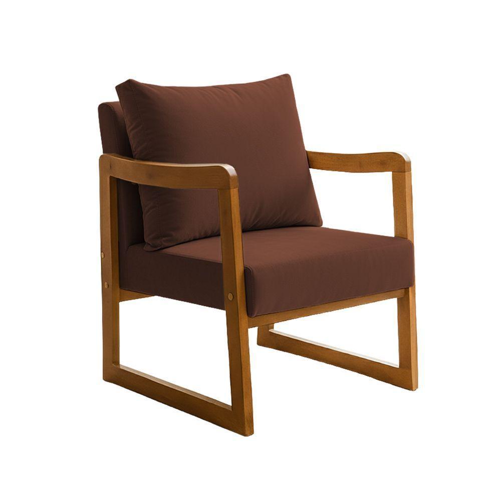 Kit 2 Poltronas Decorativa Com Braço Em Madeira Maciça Alice Veludo Marrom - 5