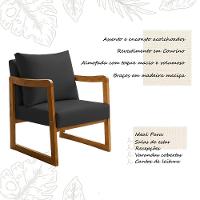Kit 2 Poltronas Decorativa Com Braço Em Madeira Maciça Alice Courino Preto - 3