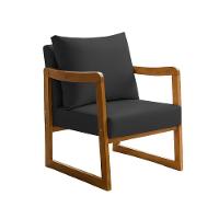 Kit 2 Poltronas Decorativa Com Braço Em Madeira Maciça Alice Courino Preto - 5