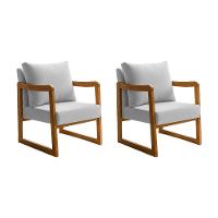 Kit 2 Poltronas Decorativa Com Braço Em Madeira Maciça Alice Veludo Cinza - 1