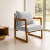 Kit 2 Poltronas Decorativa Com Braço Em Madeira Maciça Alice Veludo Cinza - 2