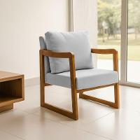 Kit 2 Poltronas Decorativa Com Braço Em Madeira Maciça Alice Linho Cinza - 2