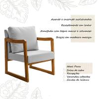 Kit 2 Poltronas Decorativa Com Braço Em Madeira Maciça Alice Linho Cinza - 3