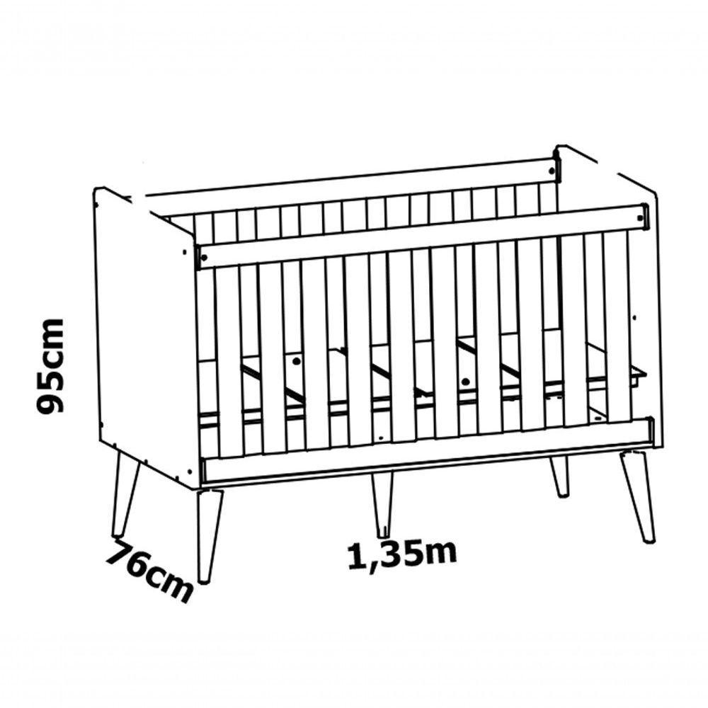 Jogo De Quarto Para Bebê Completo 3 Portas Théo New Rosa Fosco Com Natural - Moveisaqui - 3