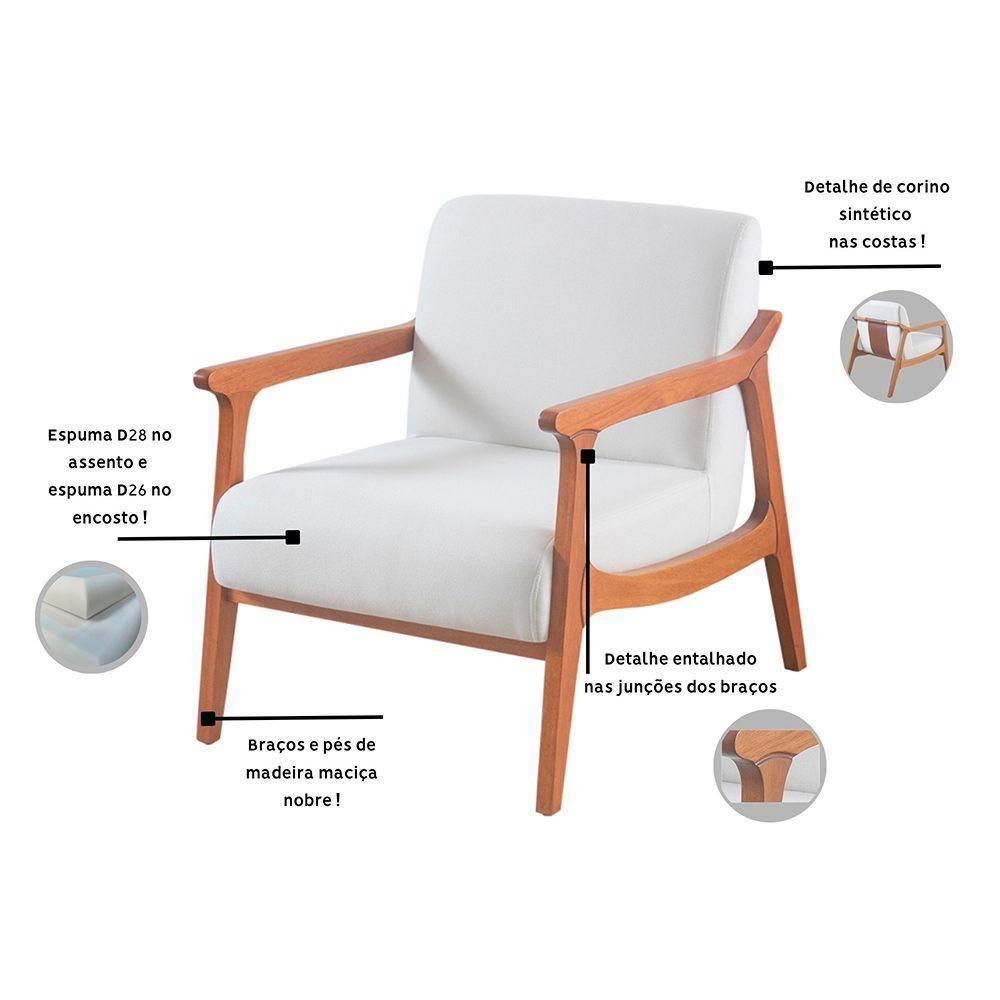 Poltrona Hortência Em Linho Com Base De Madeira Cor Cinza Escuro 2373 - 5