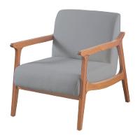 Poltrona Hortência Em Linho Com Base De Madeira Cor Cinza Escuro 2373 - 1