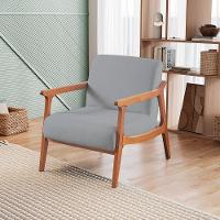 Poltrona Hortência Em Linho Com Base De Madeira Cor Cinza Escuro 2373 - 2