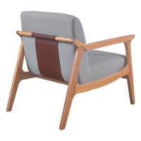 Poltrona Hortência Em Linho Com Base De Madeira Cor Cinza Escuro 2373