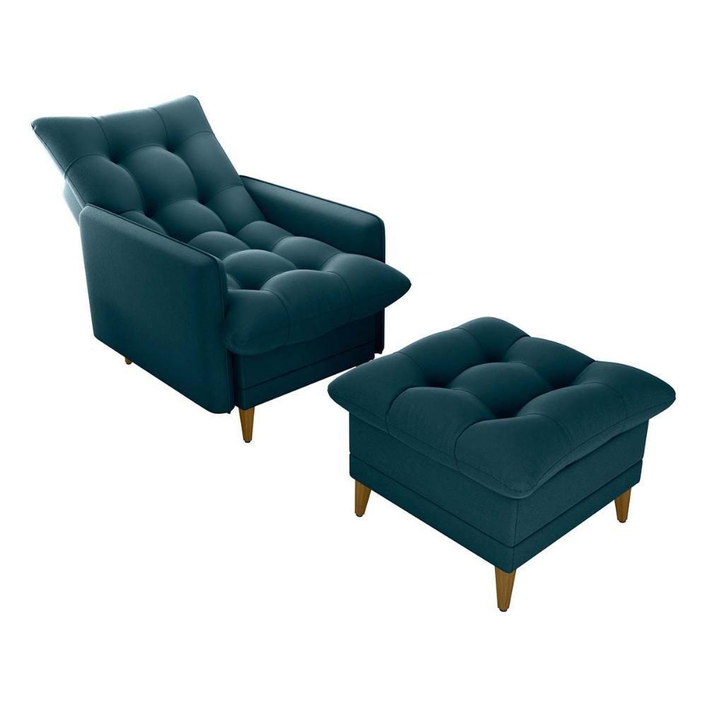 Poltrona De Amamentação Com Puff Montreal Suede Petroleo Matrix Suede Petróleo - 2