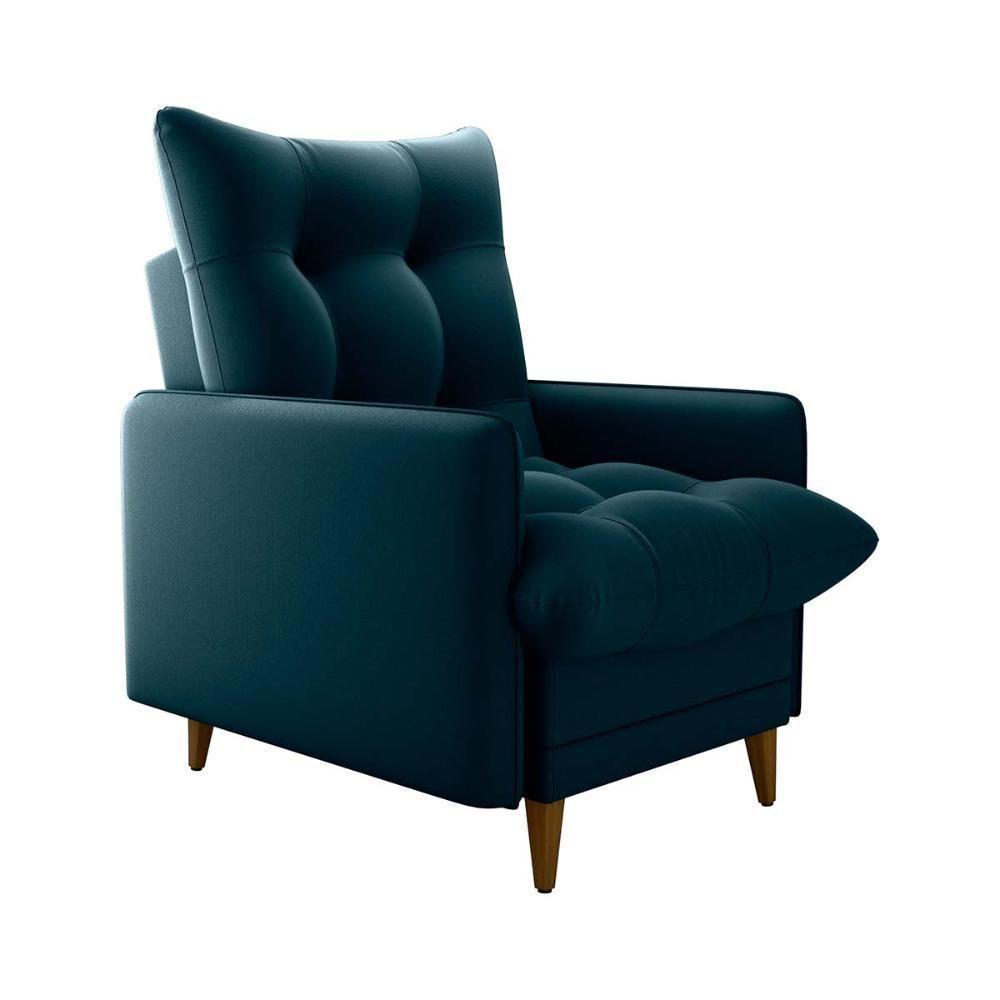 Poltrona De Amamentação Com Puff Montreal Suede Petroleo Matrix Suede Petróleo - 4