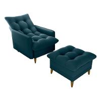 Poltrona De Amamentação Com Puff Montreal Suede Petroleo Matrix Suede Petróleo - 2