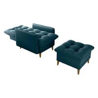 Poltrona De Amamentação Com Puff Montreal Suede Petroleo Matrix Suede Petróleo - 3