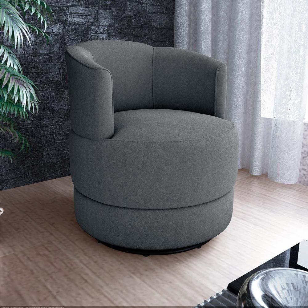 Poltrona Decorativa Giratória Base De Ferro Marselha Boucle Cinza Matrix Boucle Cinza - 4
