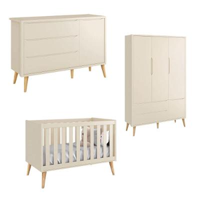 Jogo De Quarto Para Bebê Completo 3 Portas Théo New Areia Fosco Com Natural - Reller