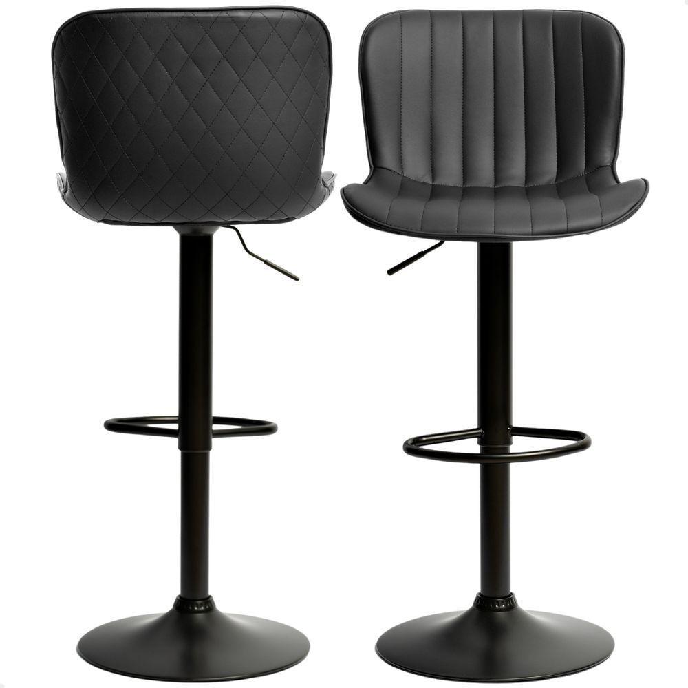 Kit 02 Banqueta Giratória Alta Encosto Bancada Cozinha Bar Preto - 1