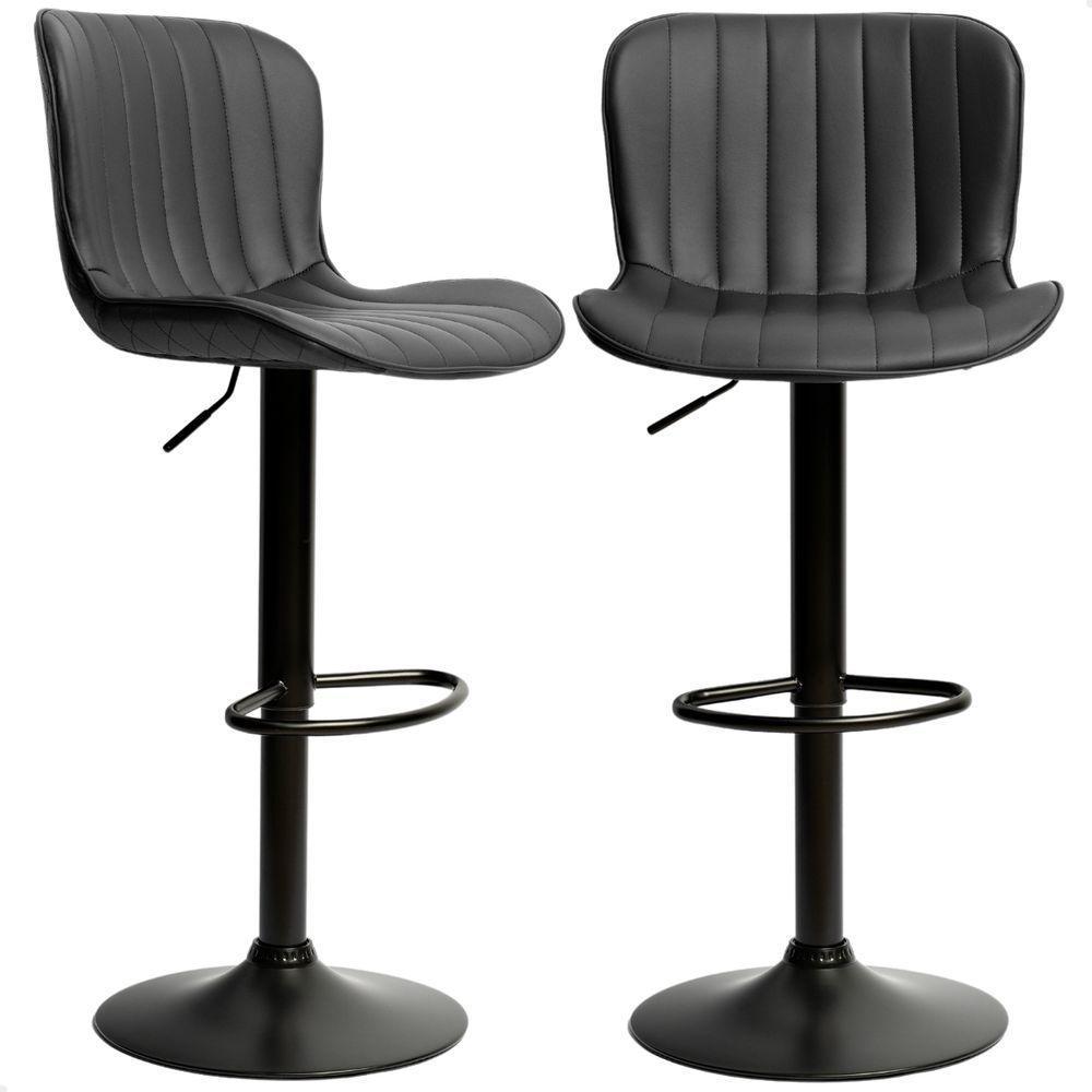 Kit 02 Banqueta Giratória Alta Encosto Bancada Cozinha Bar Preto - 2