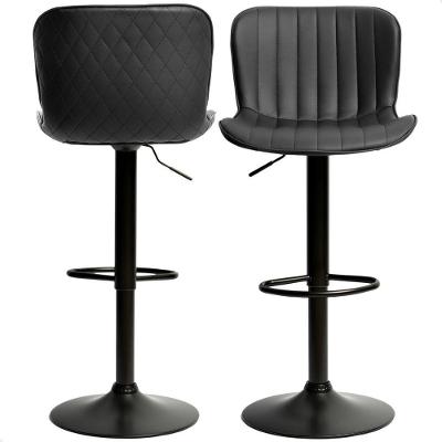 Kit 02 Banqueta Giratória Alta Encosto Bancada Cozinha Bar Preto