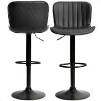 Kit 02 Banqueta Giratória Alta Encosto Bancada Cozinha Bar Preto - 1