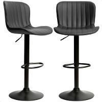 Kit 02 Banqueta Giratória Alta Encosto Bancada Cozinha Bar Preto - 2