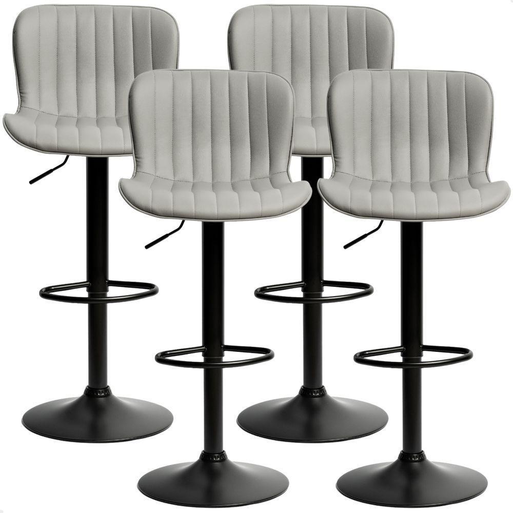 Banqueta Giratória Alta Encosto Bancada Cozinha Bar Kit 04 Cinza Claro - 1