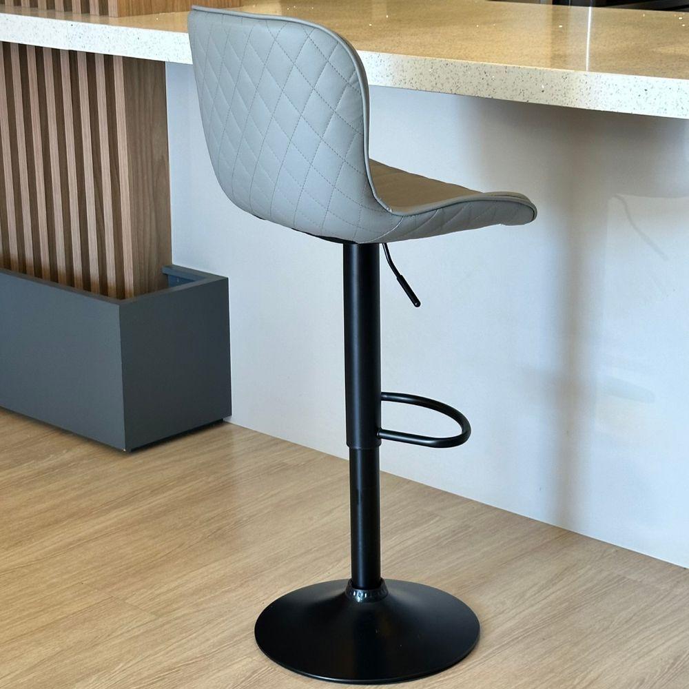 Banqueta Giratória Alta Encosto Bancada Cozinha Bar Kit 04 Cinza Claro - 8