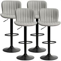Banqueta Giratória Alta Encosto Bancada Cozinha Bar Kit 04 Cinza Claro - 1