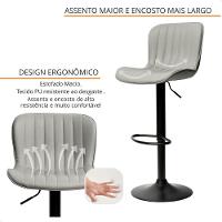 Banqueta Giratória Alta Encosto Bancada Cozinha Bar Kit 04 Cinza Claro