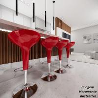 Kit 04 Un Banquetas Giratória Alta Tulipa Lotus Assento Abs Vermelho