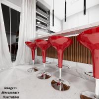 Kit 04 Un Banquetas Giratória Alta Tulipa Lotus Assento Abs Vermelho - 5