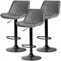 Banqueta Alta Cozinha Bar Balcão Para Bancada Encosto Kit 03 Cinza - 1