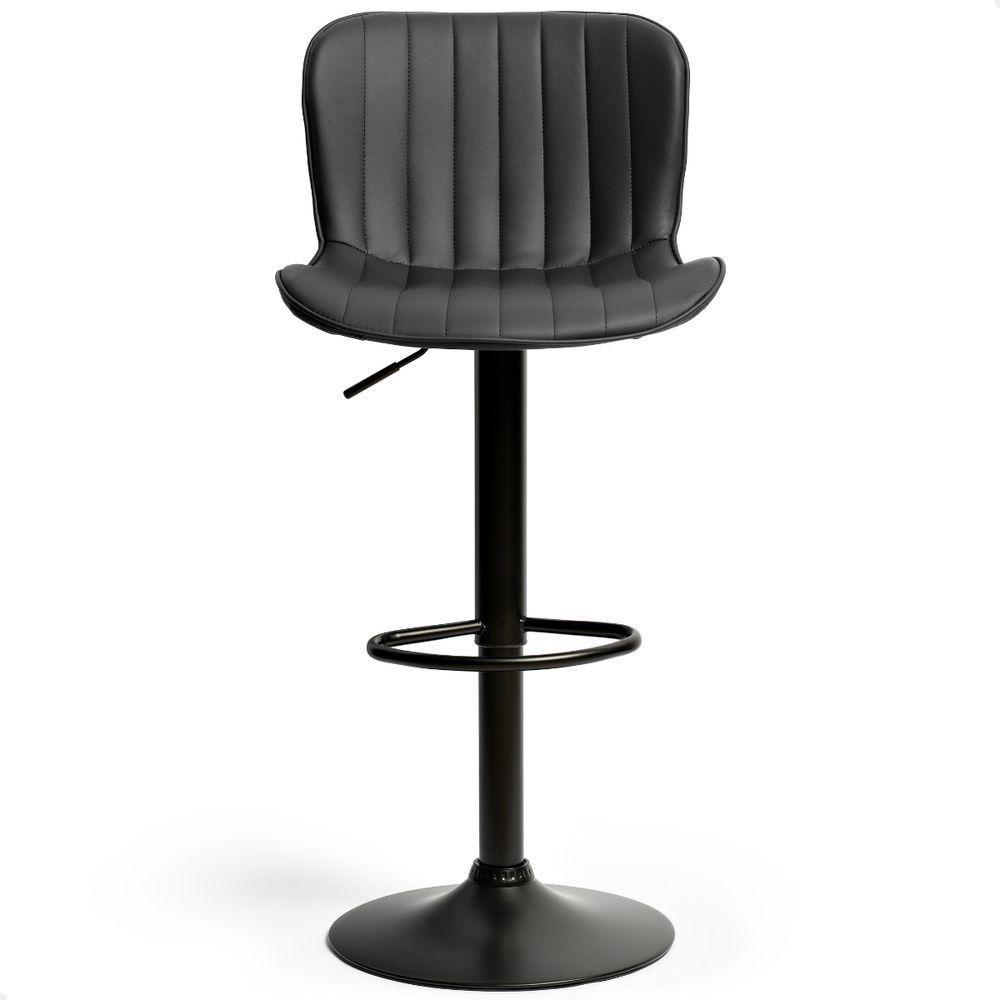 Kit 03 Banqueta Giratória Alta Encosto Bancada Cozinha Bar Preto - 2