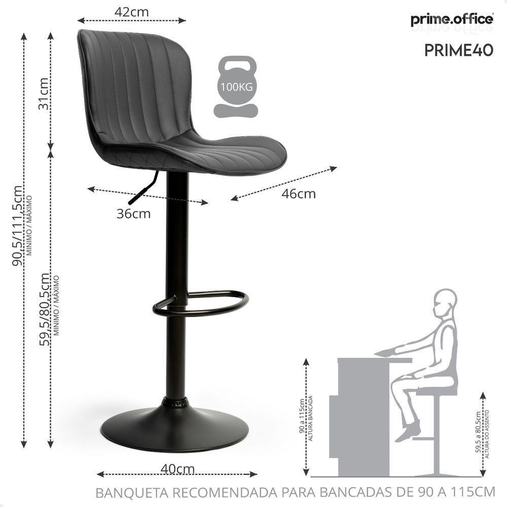 Kit 03 Banqueta Giratória Alta Encosto Bancada Cozinha Bar Preto - 6