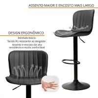 Kit 03 Banqueta Giratória Alta Encosto Bancada Cozinha Bar Preto